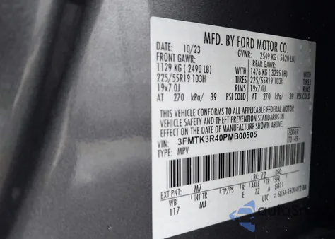 2023 Ford Mustang Mach-E Premium z USA, uszkodzony, nr VIN 3FMTK3R40PMB00505